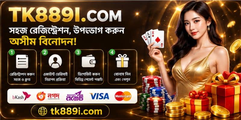 TK889 ক্যাসিনো অনলাইন গেমিং প্ল্যাটফর্মের উজ্জ্বল ইন্টারফেস ও বিভিন্ন ক্যাসিনো গেম